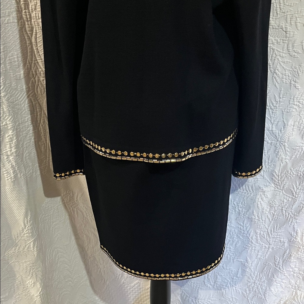 St. John Evening Black Skirt Set with Gold Accents,‎ size 10 - Picture 10 of 16